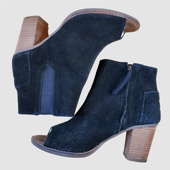 Toms Perforated Suede Open Toe Bootie - Picture 6 of 9